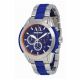 RELOJ AX  CORREA PLATEADA AZUL DE ACERO INOXIDABLE, CAJA DE ACERO INOXIDABLE, CABALLERO