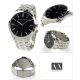 RELOJ AX/ CORREA PLATEADA DE ACERO INOXIDABLE, CAJA DE ACERO INOXIDABLE, CABALLERO