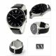 RELOJ AX/ CORREA NEGRA DE CUERO, CAJA DE ACERO INOXIDABLE, CABALLERO