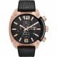 RELOJ DIESEL/ CORREA NEGRA DE CUERO, CAJA DE ACERO INOXIDABLE, CABALLERO